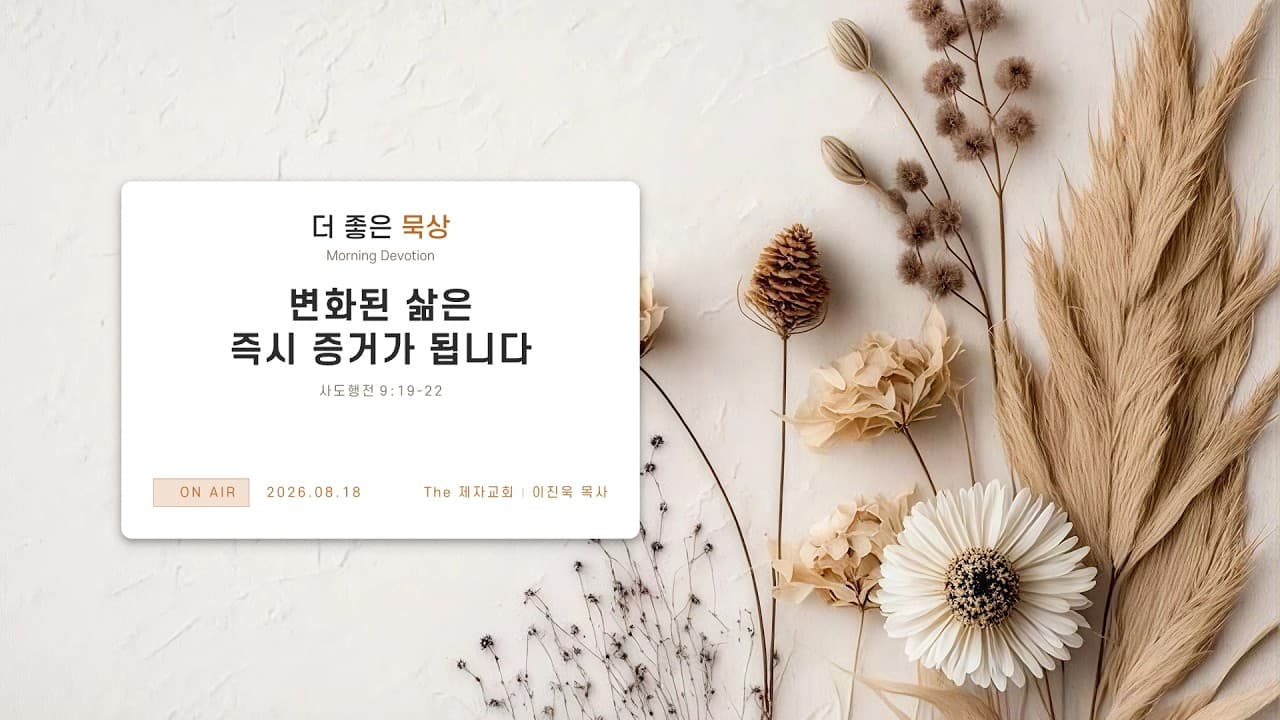 변화된 삶은 즉시 증거가 됩니다 | 본문: 사도행전 9 : 19 - 22 | 이진욱 목사 | The 제자교회